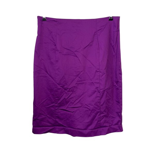 Worthington Petite 14P Womens Purple Midi Pencil Skirt - Picture 1 of 5